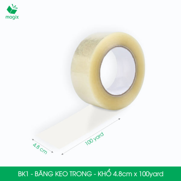 BK1 - 4.8cmx100yard - Băng keo trong - Băng dính niêm phong đóng hàng