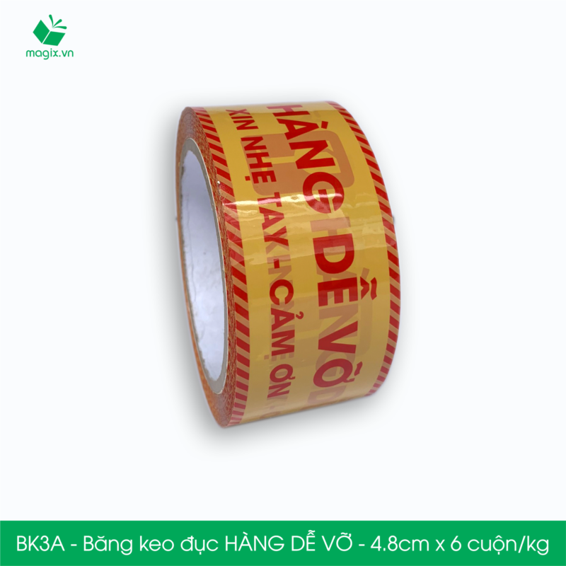 BK3A - 4.8cmx100yard - Băng keo HÀNG DỄ VỠ - Băng dính niêm phong đóng hàng